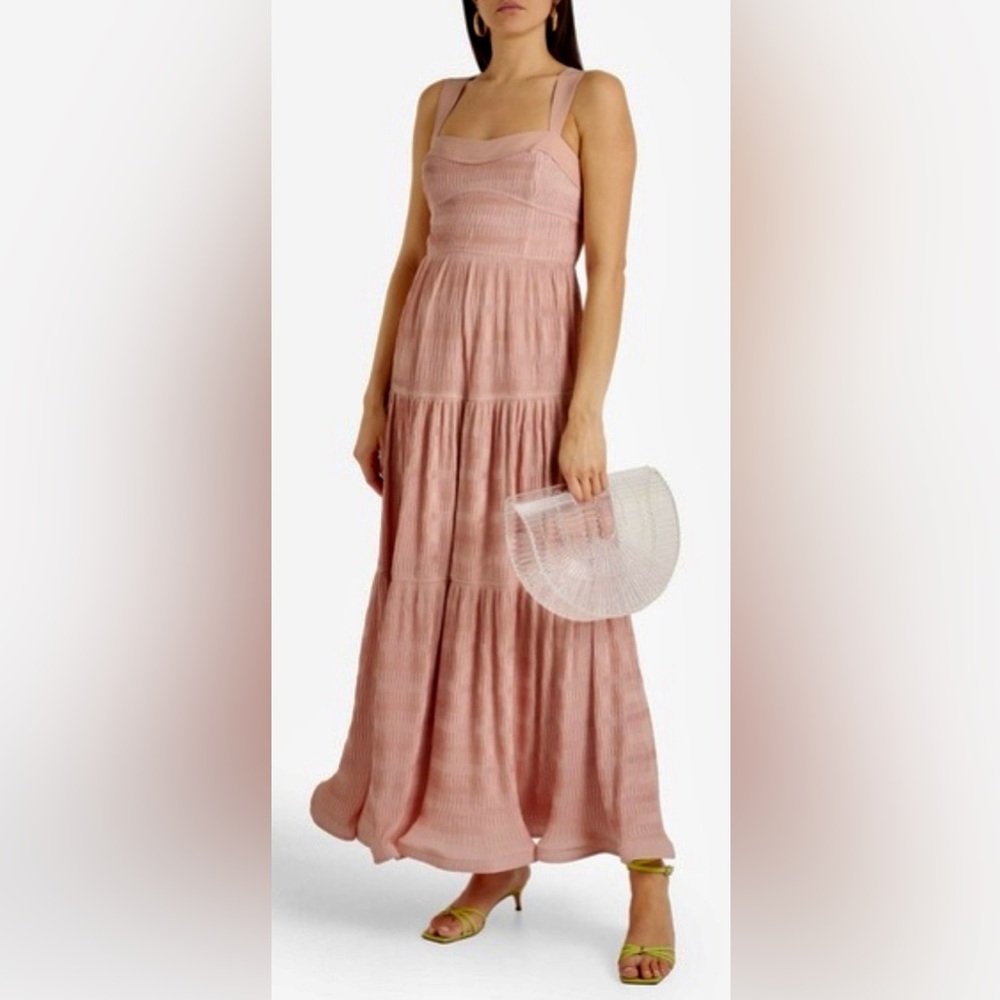 NWT Jonathan Simkhai Celleste Tiered Crinkled Woven Maxi Dress Size 4